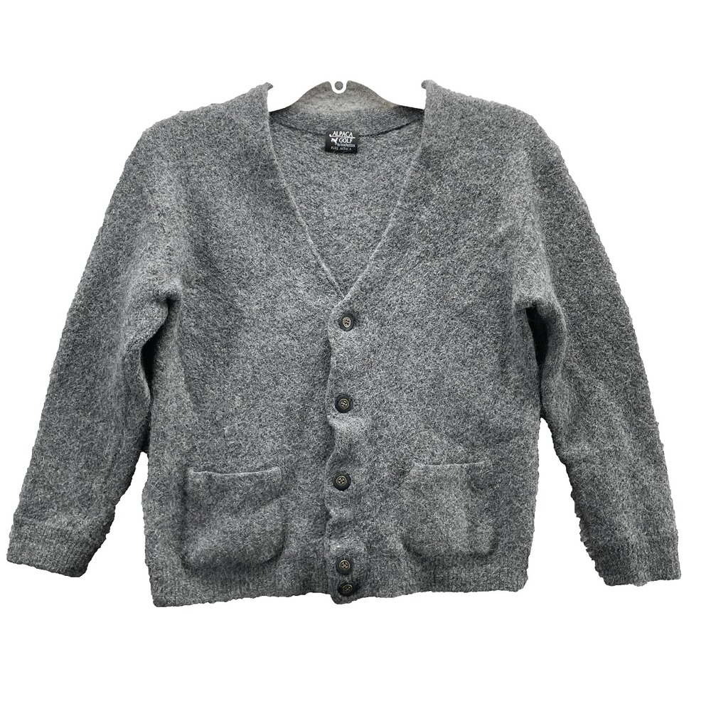 Pure Alpaca Golf Cardigan Women XS* Crop Knit‎ Corpcore 90's Minimalist Preppy